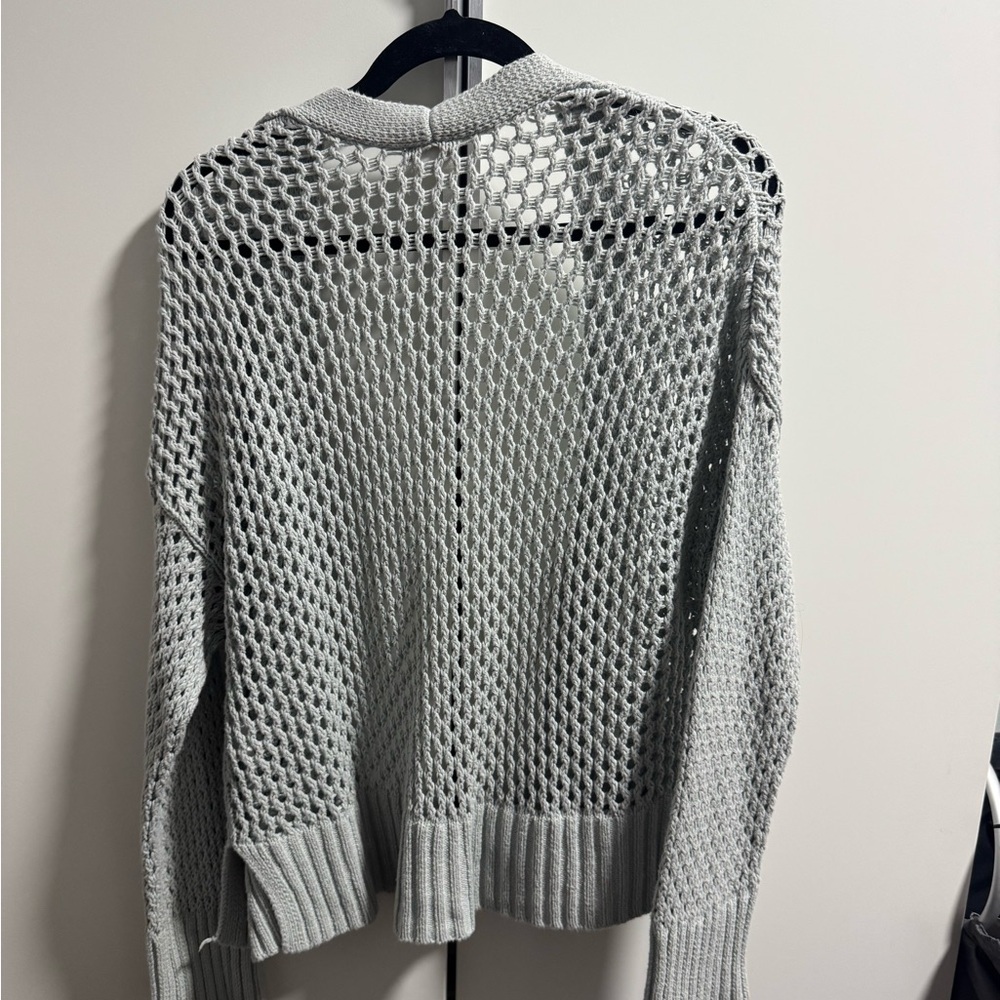 Abercrombie & Fitch Mesh Knit Sweater in teal